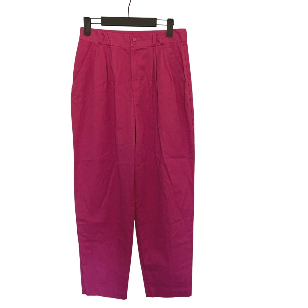 Vtg 80s 90s French Navy Fuchsia Pink Pleated Trousers High Waisted Tapered 14